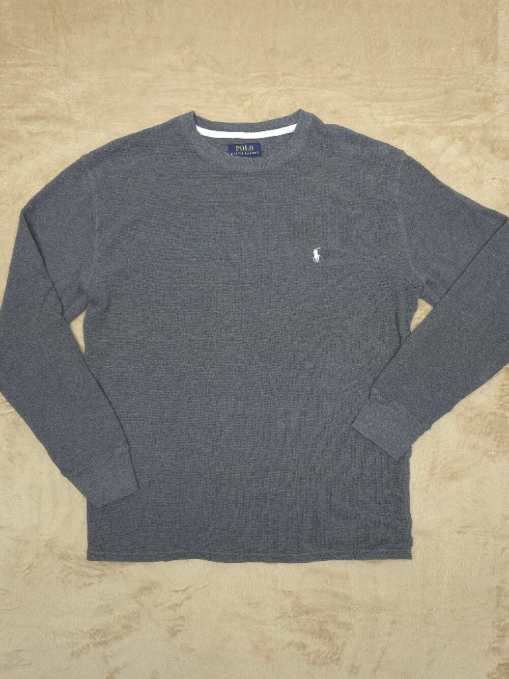 Polo Ralph Lauren Men's XL Gray Waffle Knit Thermal Long Sleeve